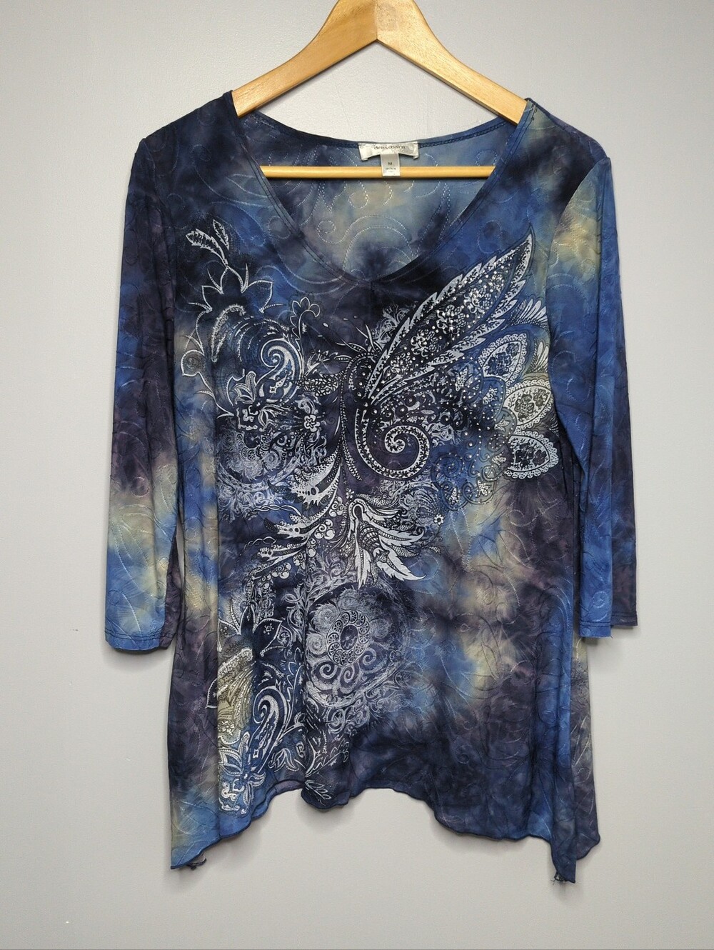 VTG Dressbarn Y2K Paisley Tie Dye Tunic Top Made in USA M